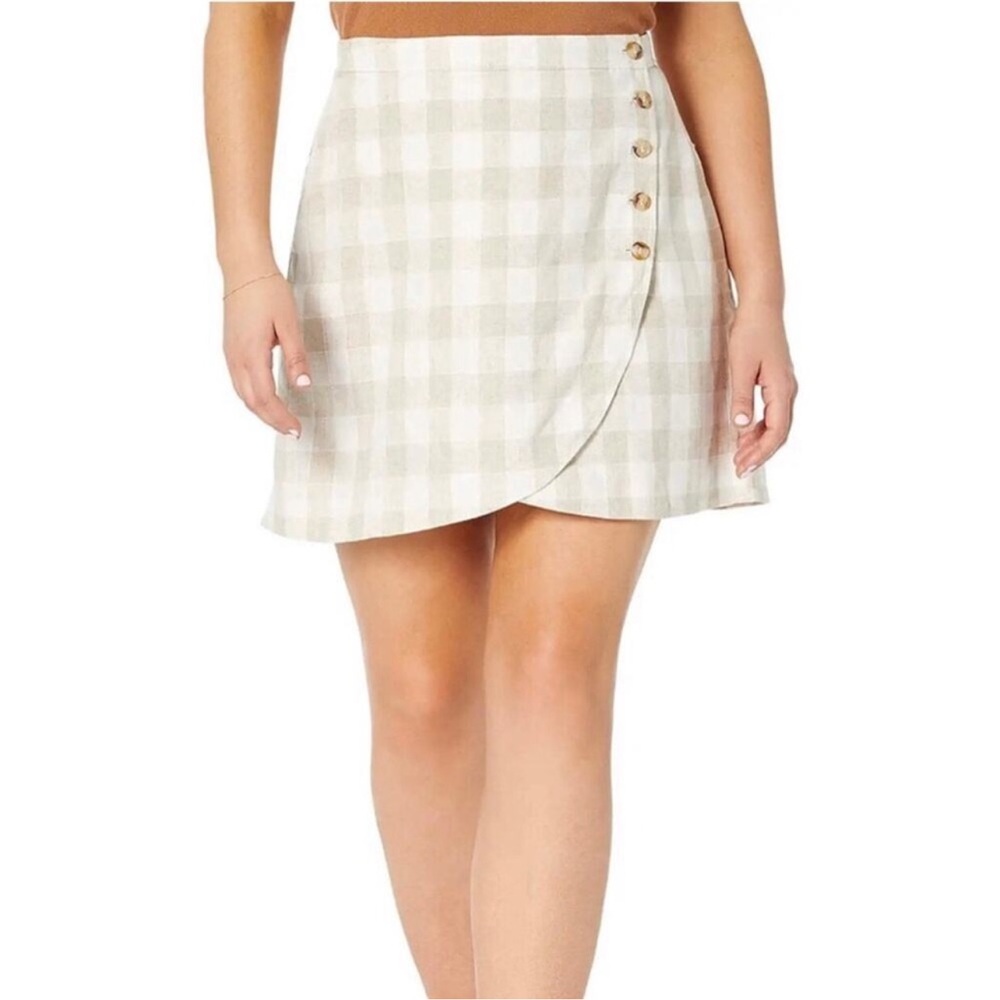 Madewell Tulip Plaid Button-Detail Wrap Skirt